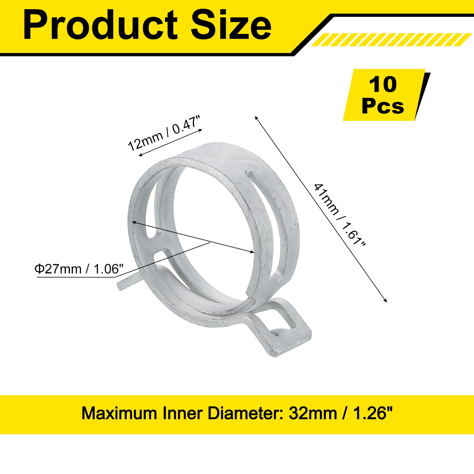 Sourcingmap 10Pcs Spring Band Type Action Fuel/Silicone Vacuum Hose Pipe Clamp - Image 2