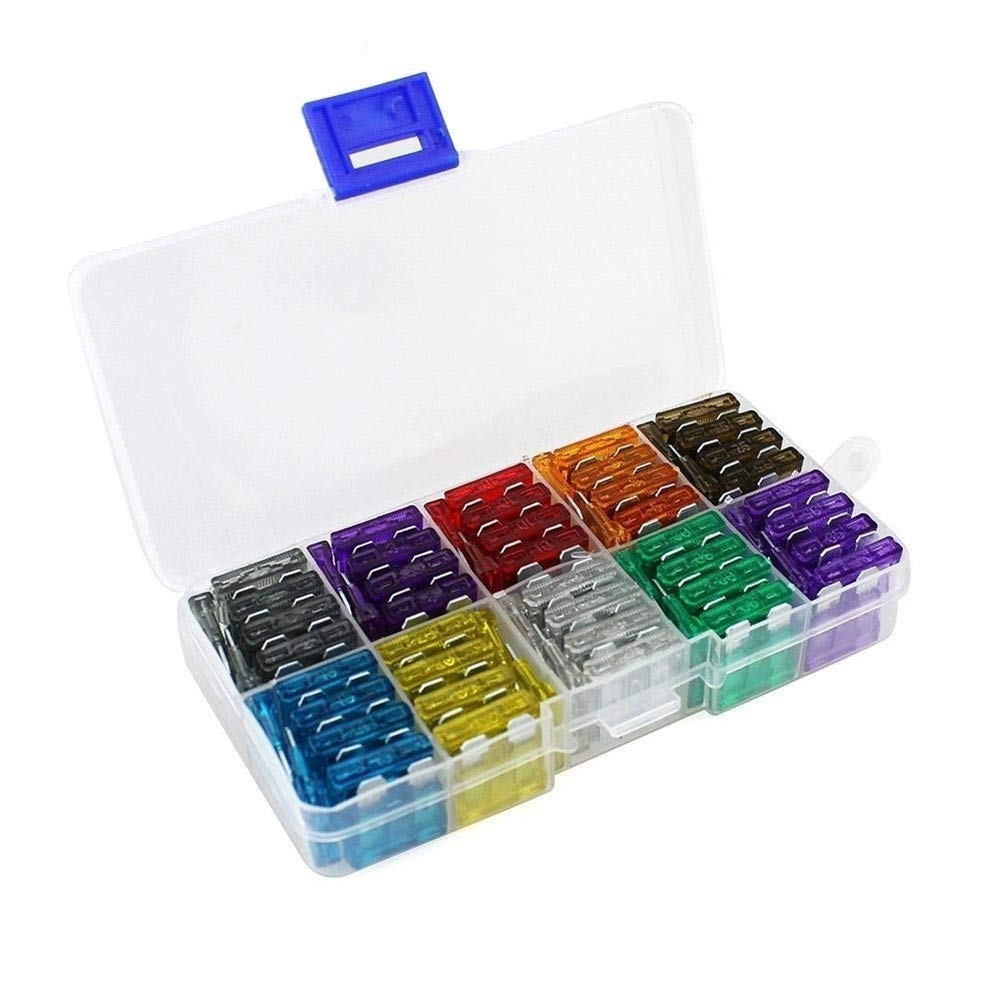 Fusibles à lame standard pour voiture et moto | Lot de 100 pièces assorties de 2A à 35A
