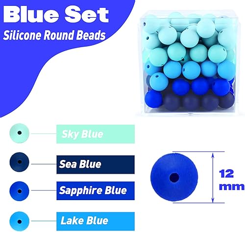 Miniatura 4 de Cuentas de silicona de 0.472 in, juego de 120 cuentas redondas de silicona