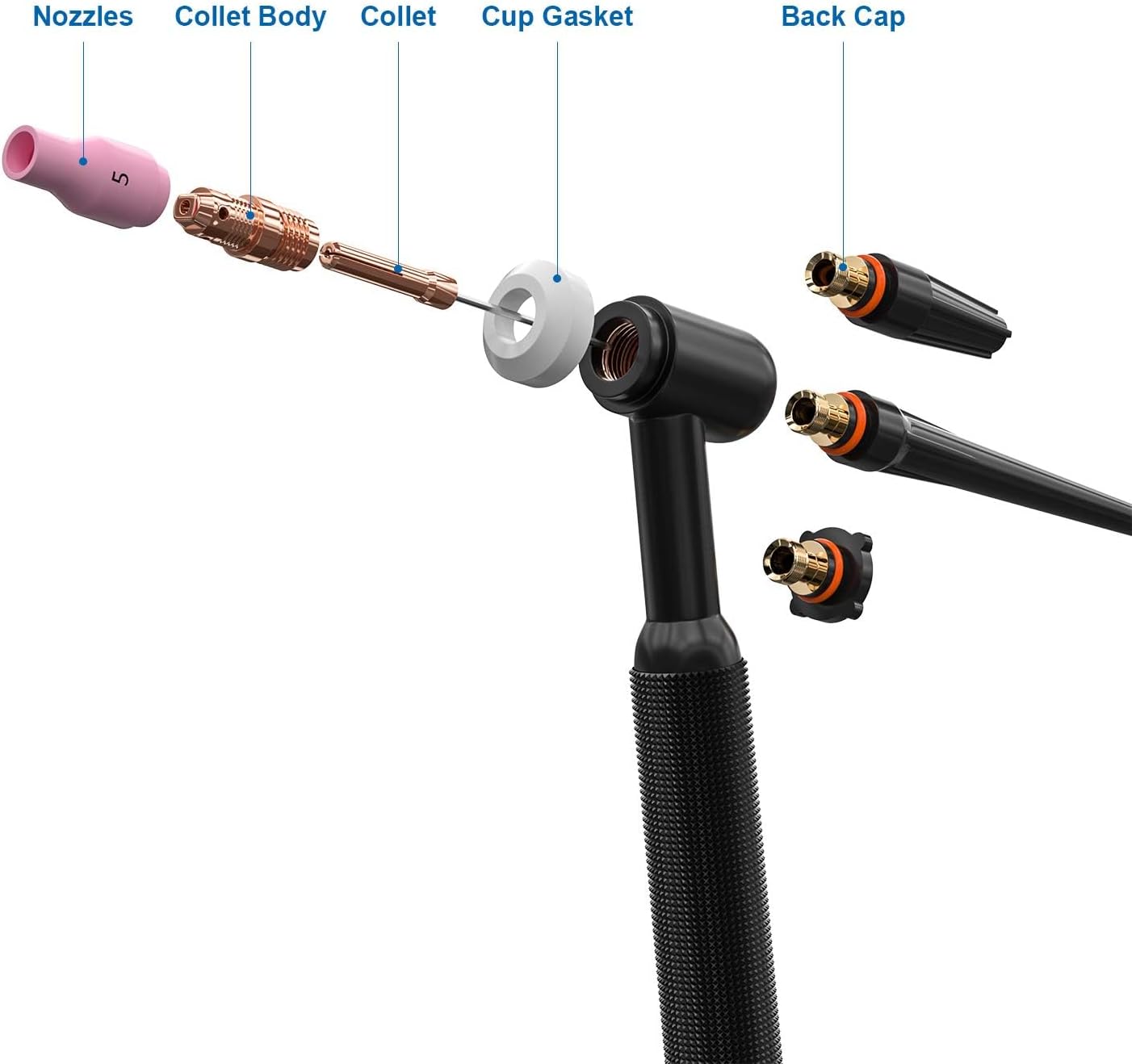 ANDELI 68PCS TIG Welding Torch Stubby Gas Lens Accessories Kit For WP-17/18/26