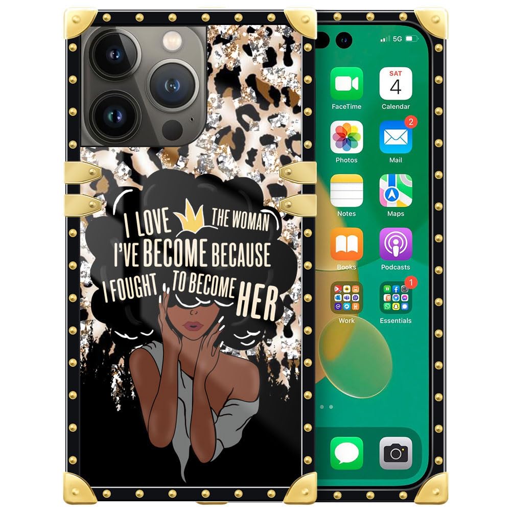 Case Compatible with iPhone 15 Pro Max, J African Leopard Girl Luxury TPU Corner Shockproof Protection Cover for Women Girls for iPhone 15 Pro Max
