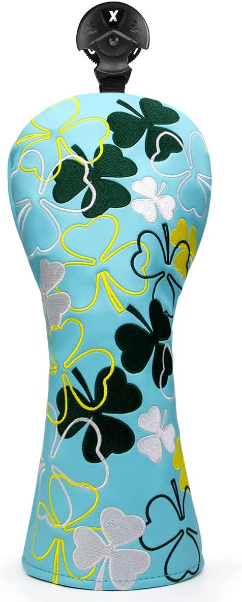 Lucky Shamrock Golf Headcover 4 Models - Golf Driver Cover, Fairway Wood Cover, Hybrid Head Cover - Synthetic Leather 3/5/7 Wood Head Cover, Golf Club Cover for Driver and Woods