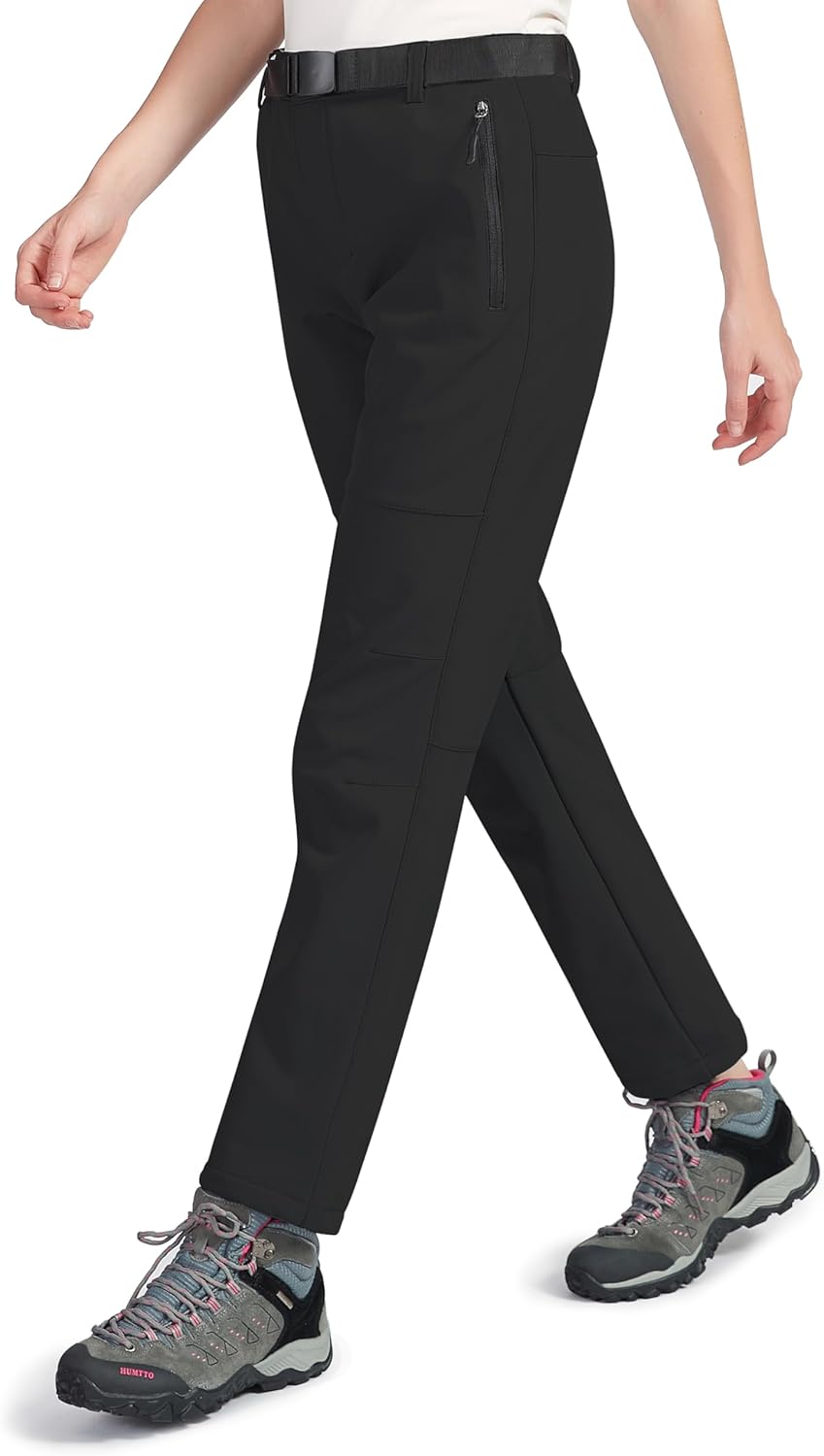 Womens Snow Ski Pants Waterproof Windproof Thermal Insulated Fleece Lined Softshell Pants for Winter