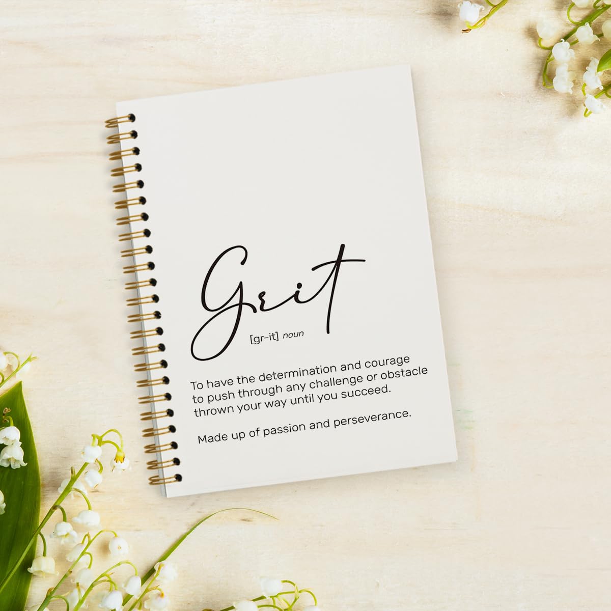PLKMN Grit Definition - Cuadernos inspiradores para el trabajo, regalos motivacionales de oficina para mujeres, hombres, compañeros de trabajo, suministros de oficina y accesorios, cuaderno en espiral