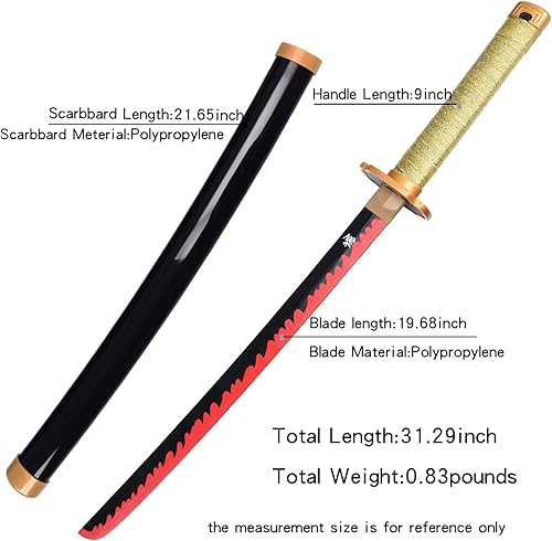 Miniatura 9 de ziqing Espada para cosplay de Demon Slayer hecha a mano, Katana de 31 pulgadas con múltiples estilos para elegir