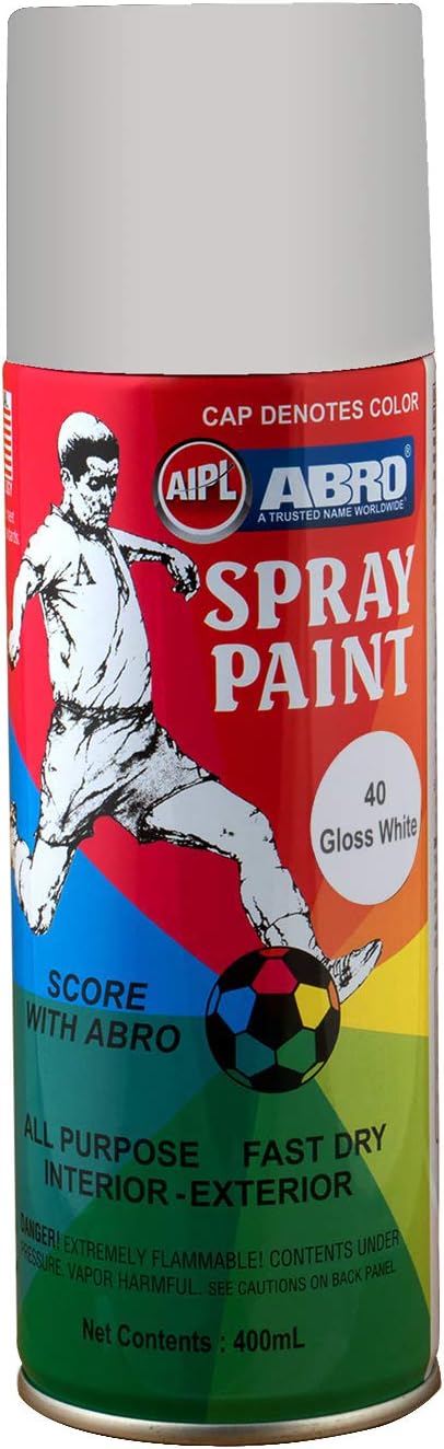 ABRO SP-40 Multipurpose Colour Spray Paint Can (400ml, White) DIY Quick Drying for Metal, Wood, Walls, Automotive Cars and Bikes