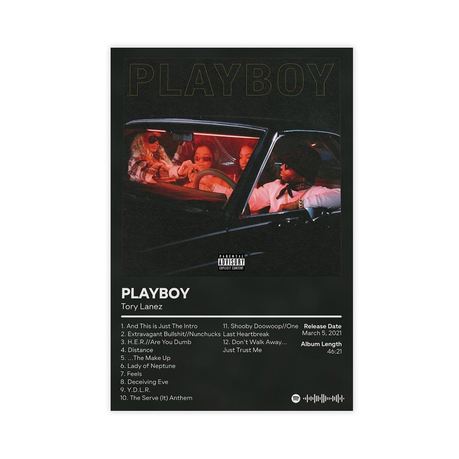 Playboy - Music Album Poster Canvas Poster Wall Art Decor Print Picture Paintings for Living Room Bedroom Decoration 12x18inch(30x45cm)