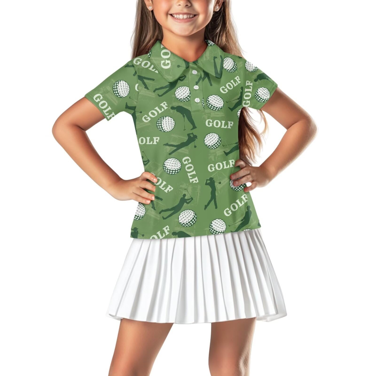 Gzzxiailg Golf Pattern Boys Golf Shirts Moisture Wicking Polo Shirts with Button Short Sleeve School Uniform Tennis Tank Tops V-Neck Stretch Golf Clothes for Summer