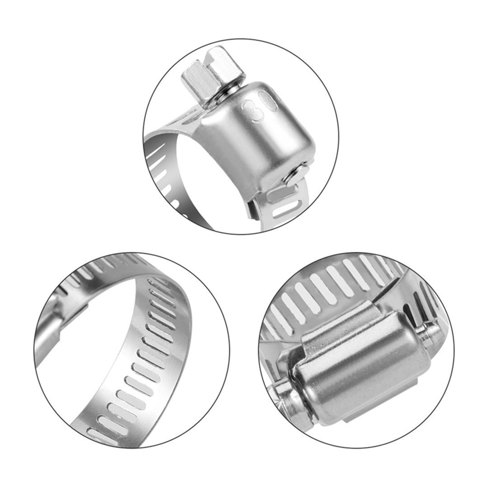 Abrazadera de manguera ajustable de 8-44mm, engranaje de tornillo sin fin, conjunto con rizador, abrazadera de manguera de combustible for tubería de agua, fontanería, mecánica automotriz, 91 Uds.