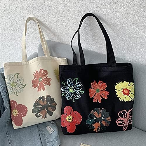 Women canvas Tote Bag for Women Shoulder Bag with zipper Work Beach Travel and Shopping Grocery Bag - Image 4