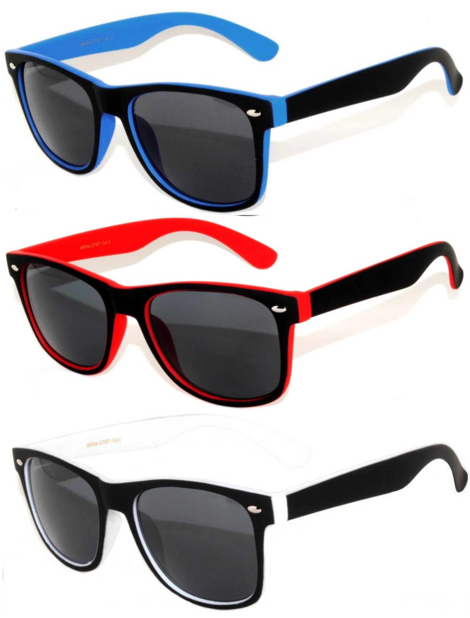 OWL 3 Pack Men Women Retro Vintage Two Tone Frame Smoke Lens Sunglasses UVB UVA protection