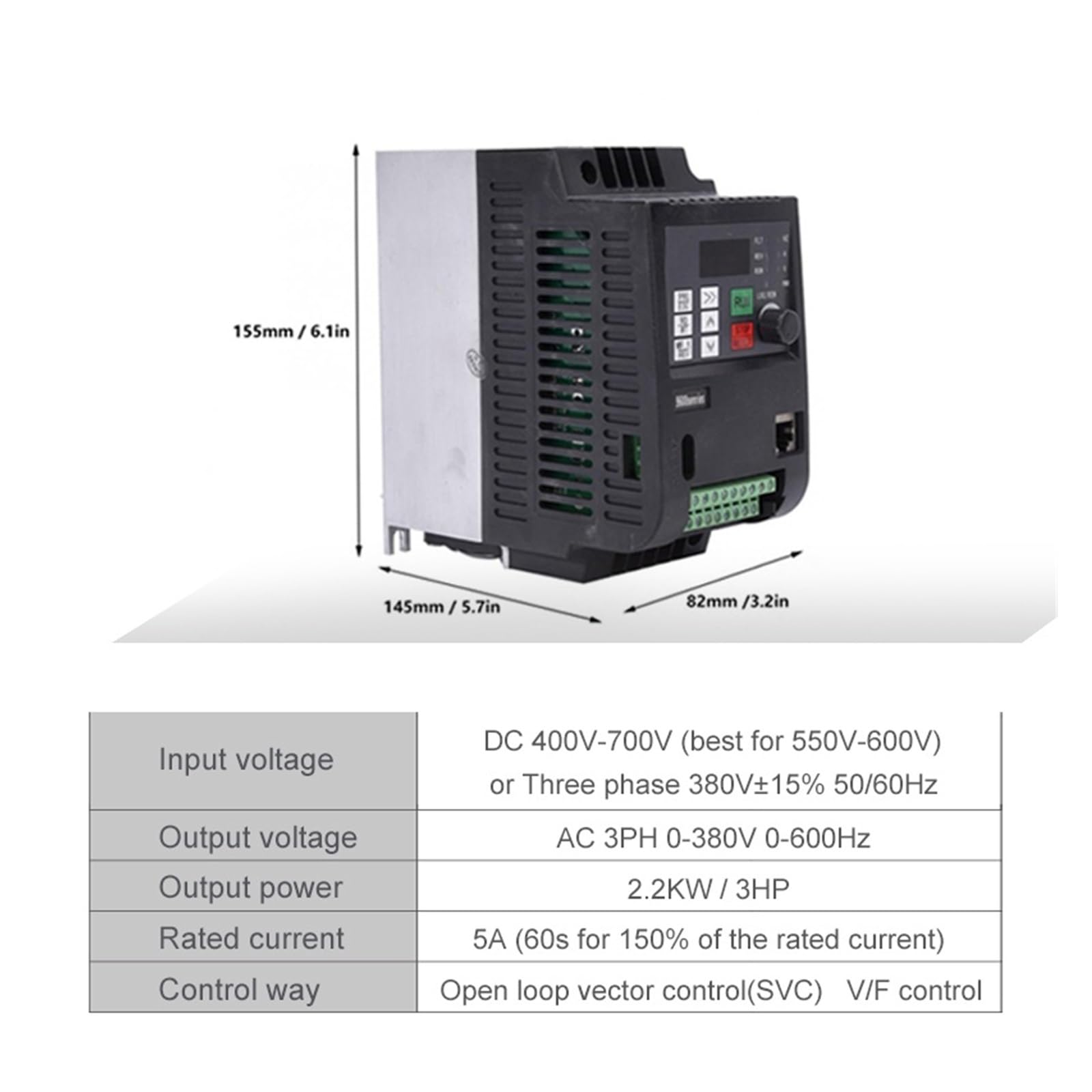 Inversor de frecuencia variable con bomba solar, VFD, 1,5 kW-7,5 kW, 220 V/380 V CA, con MPPT a motor trifásico de 220 V/380 V Protección múltiple(380V,2.2kw)
