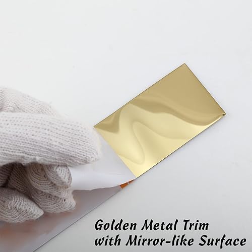 Miniatura 7 de Trimold Moldura de pared, acero inoxidable para despegar y pegar (acabado espejo), moldura metálica autoadhesiva flexible para techo, marco de