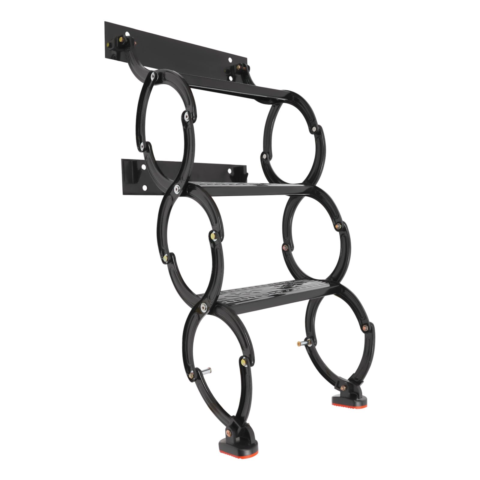 3 Steps Attic Ladder, Wall Mounted Pull Down Loft Steps Folding Stairs, 2.5Ft Height Aluminum Alloy Narrow Attic Extension Ladder w/Armrests for Basements Warehouses (3, Black)