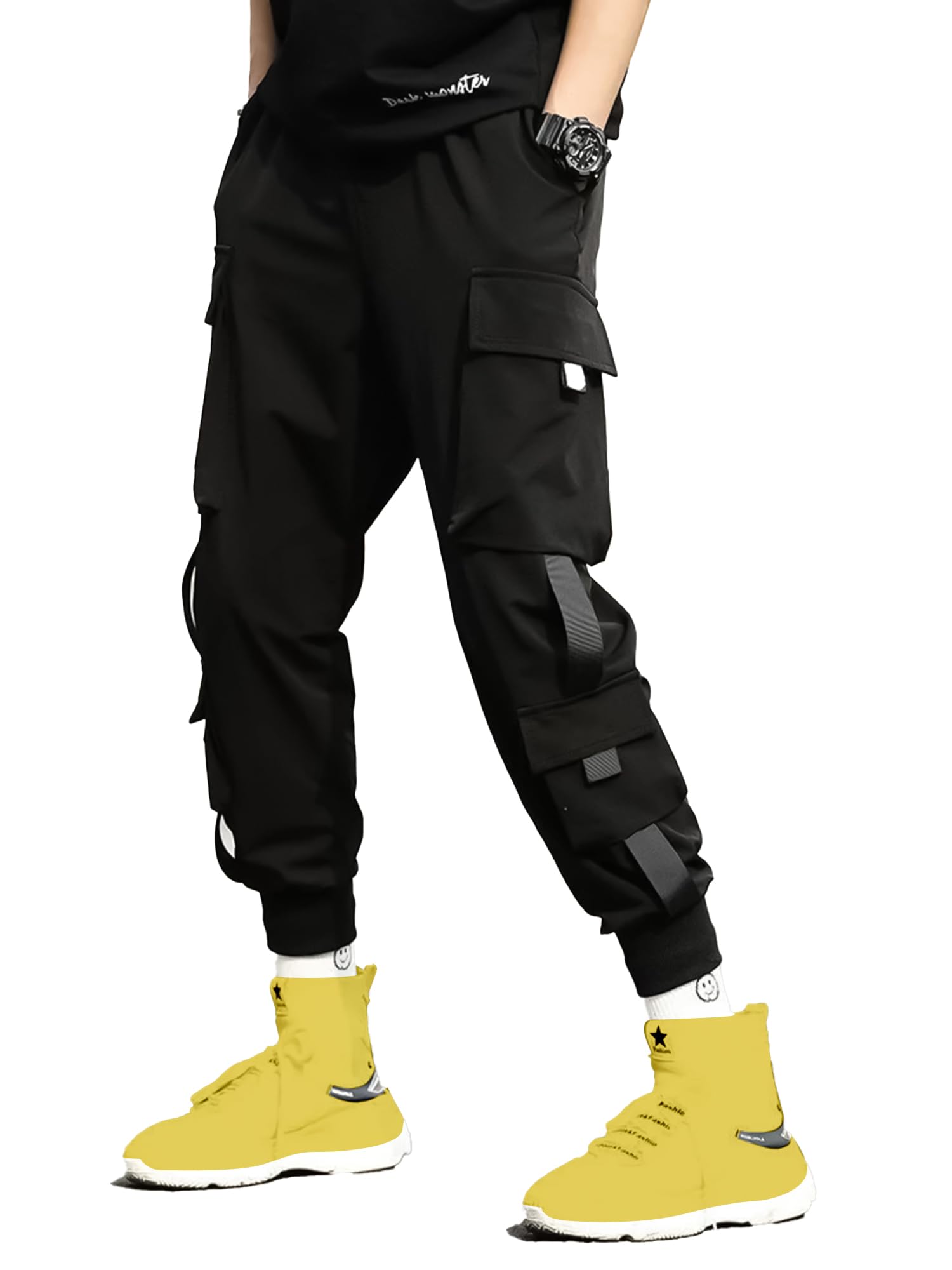 Jump CutsBoys Cargo Black Solid Polyester Cargo Pant