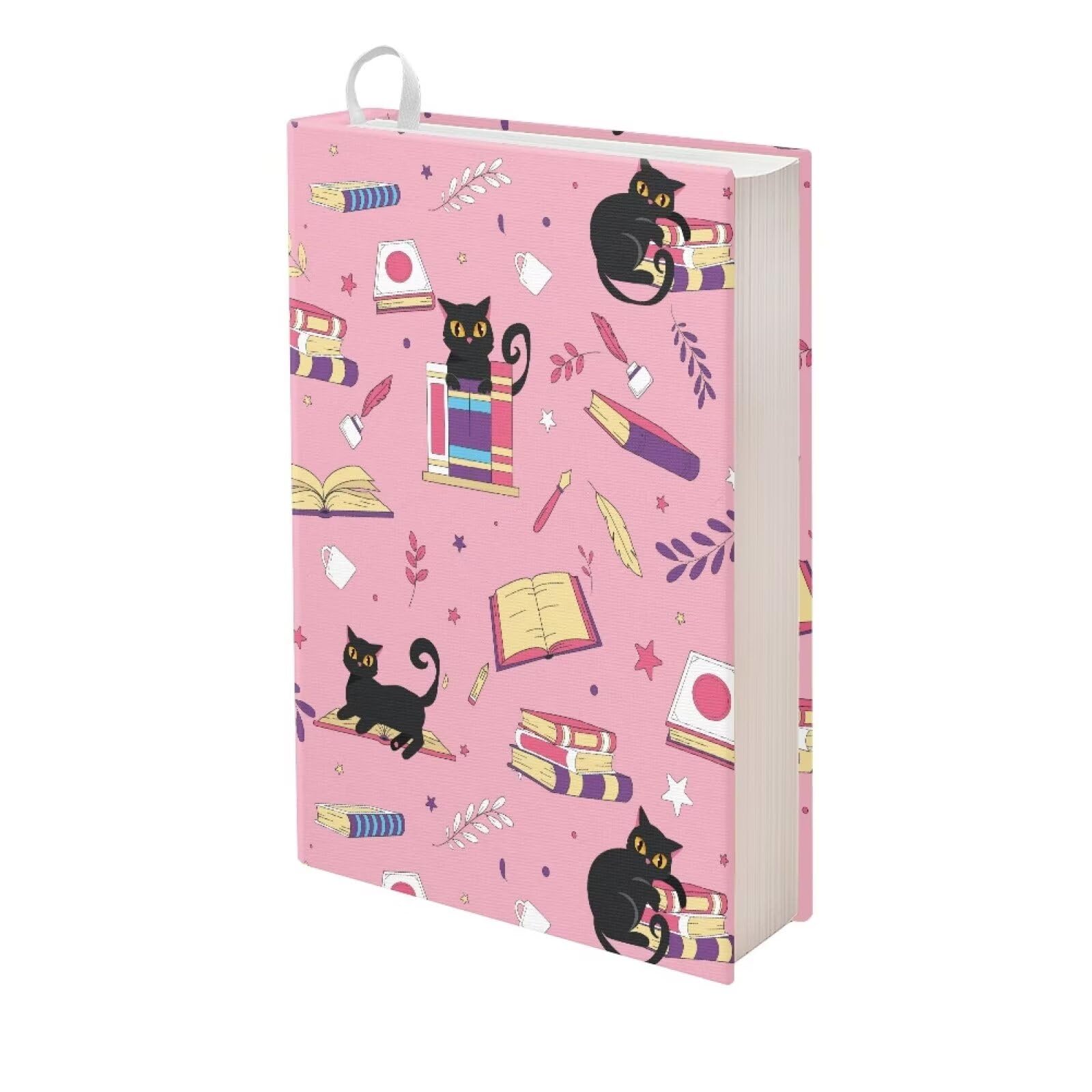 Dolyues Black Cat Book Cover Hard Books Covers for Paperback, Washable Fabric, Stretchable Book Sleeve Book Protector Reusable School Supply for Student Boys Girls