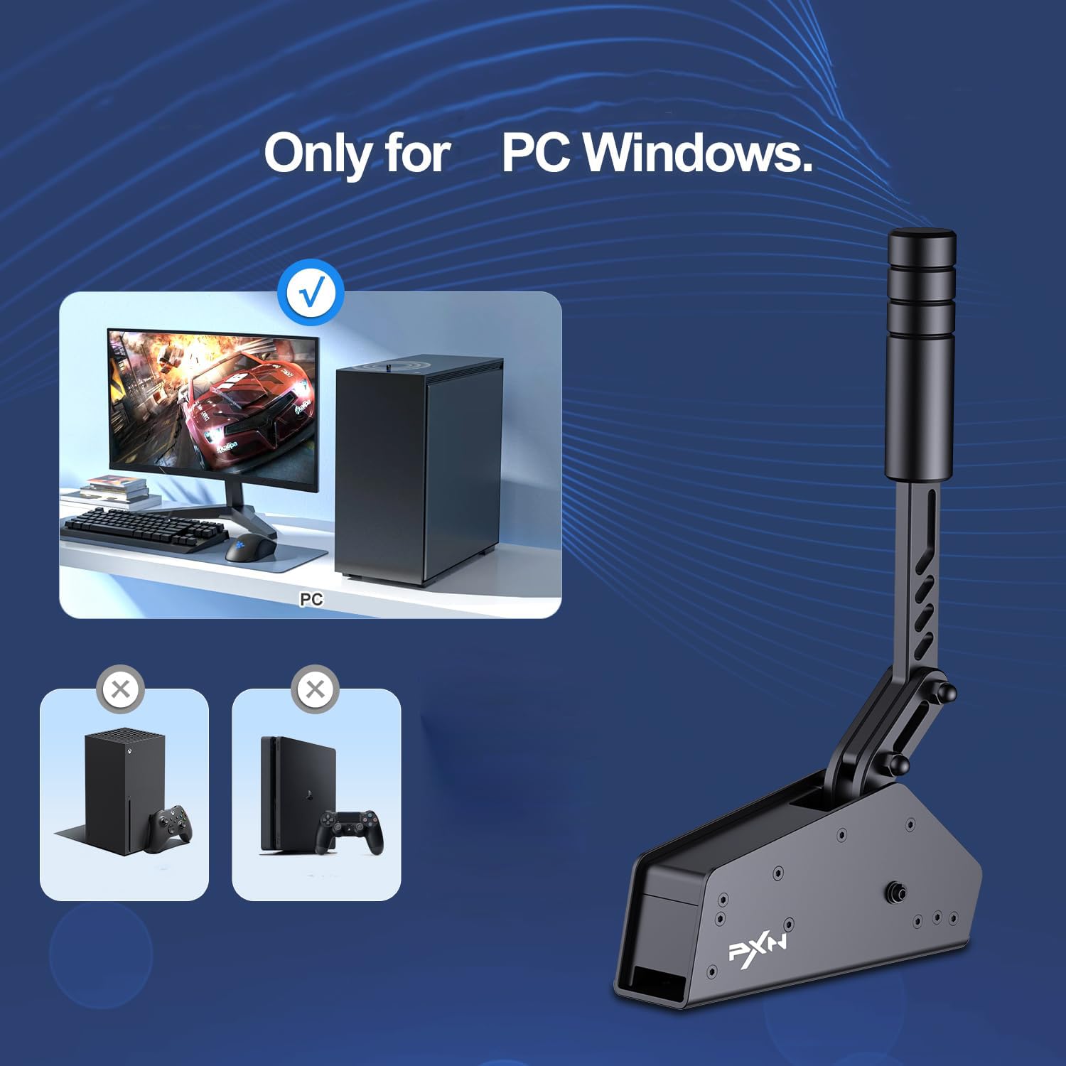 PXN Freno a mano USB PC, HB S 16 bit sensore Hall Sim lineare freno a mano per giochi di corse Compatibile V3 V900 V9 V10 V12 Logitech G27 G29 G920 T500 T300 PC Freno a mano applicabile ad Assett