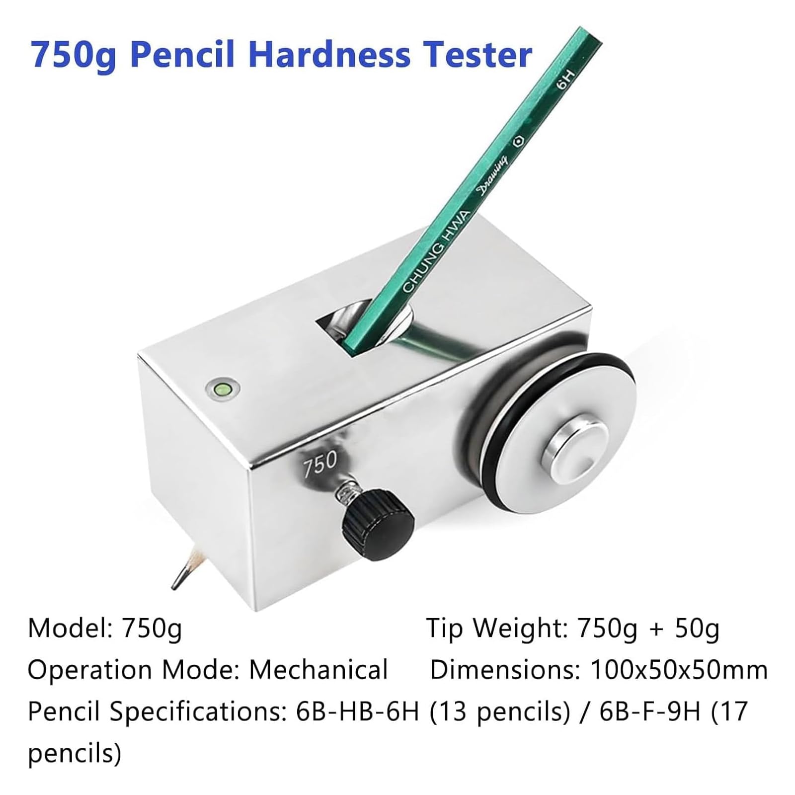 Bleistift-Härteprüfgerät, Kratzfestigkeitsprüfgerät für Lackbeschichtungen, 500/750/1000 g Gewichte optional, 45°-Winkel und Dreipunkt-Kontaktstruktur, für Labore und Industrie