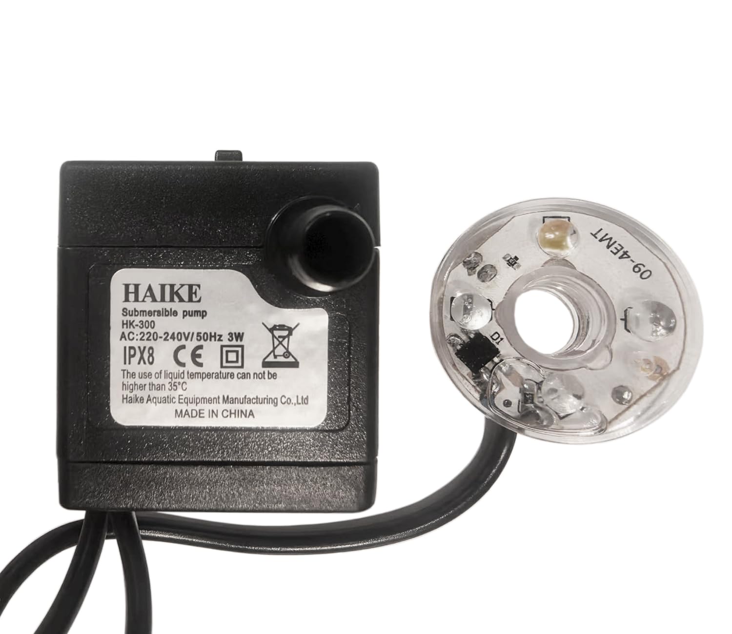 Submersible Pump Compatible with Haike HK-300,3W, 4 colored leds