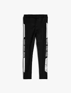 بنطلون لجينجز مضلع بأستك عند الخصر للبنات من كوتون (قطعة واحدة)