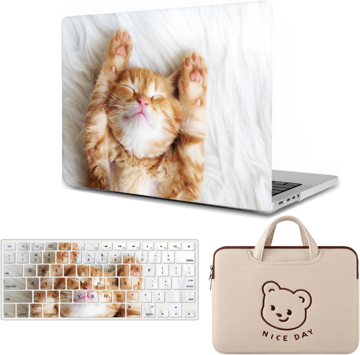 Compatible with MacBook Pro 16 inch Case 2021-2023 Models M3 A2991 M2 A2780 M1 A2485, 16 inch Modern Portable Plastic Protective Case & Keyboard Skin & Laptop Carrying Bag, Cute Cat