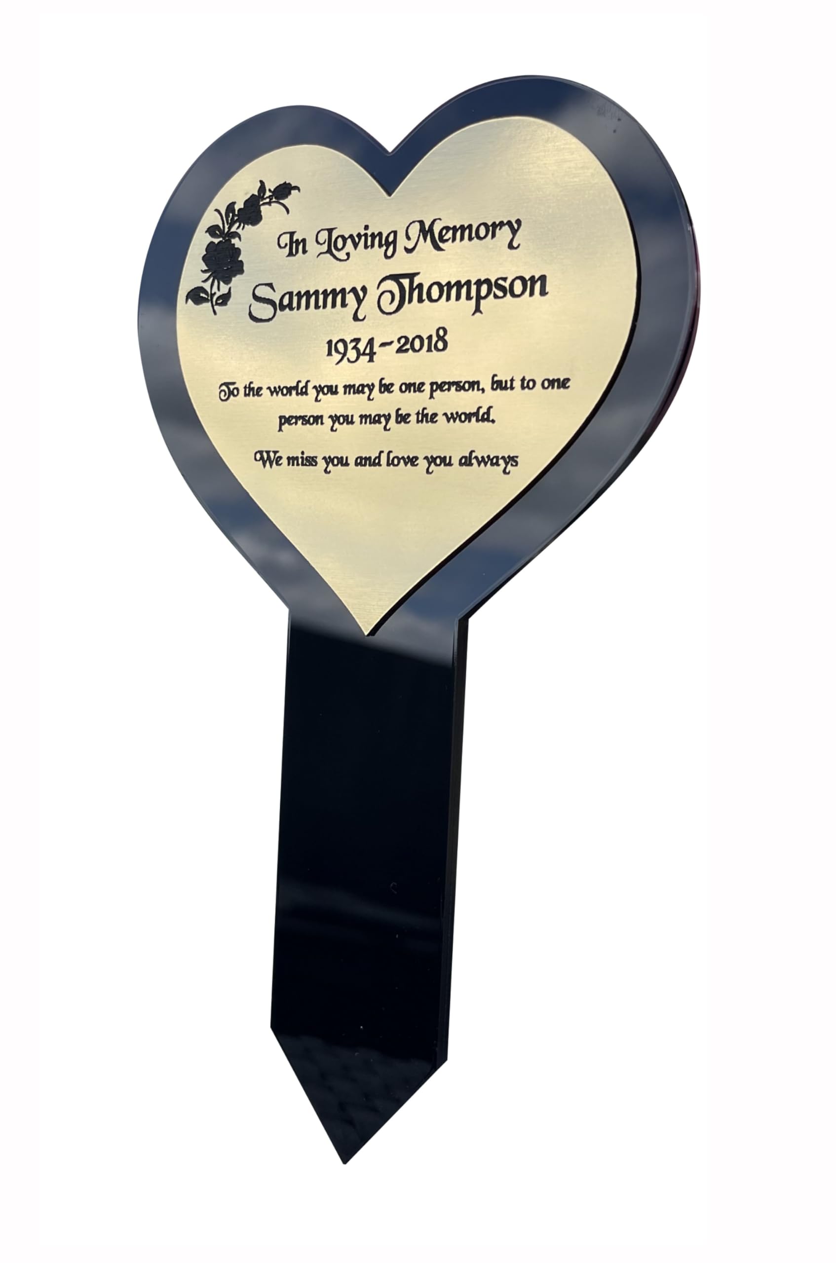Personalised Memorial Plaque, Heart Rememberance Plaques, Loved Ones, Pets, Dog, Cat, Grave Garden Marker Spike Planted in Memory