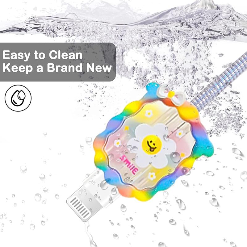 Image of Iphone Charger Case,Accessories,Protective Case for 18W 20W iPhone 14 13 12 11 Pro Max Fast Charging Cable Adapter Charger, Cute Lightning Data Cable Case for iPhone Charger,( DESIGNER SUNFLOWER)