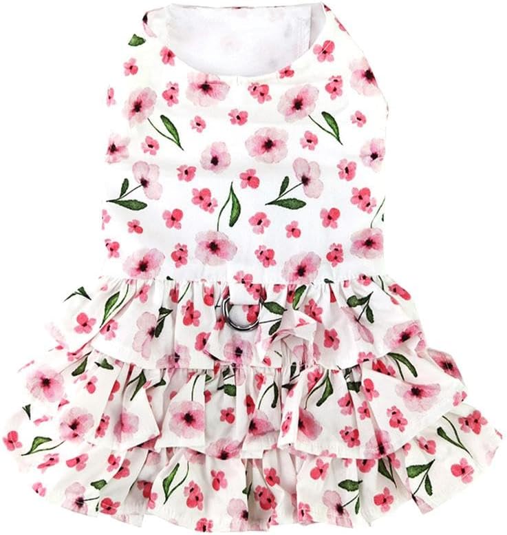 Spring Wildflower Dog Dress with Matching Leash (Medium)