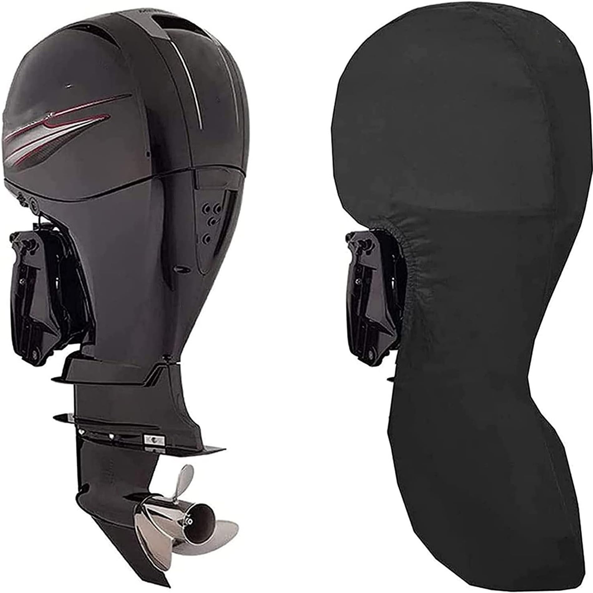 XHDZSW Boat Motor Cover, Full Outboard Motor Covers, 420D Oxford cloth, Engine Protector Anti-UV Waterproof (Black,25-30 HP)