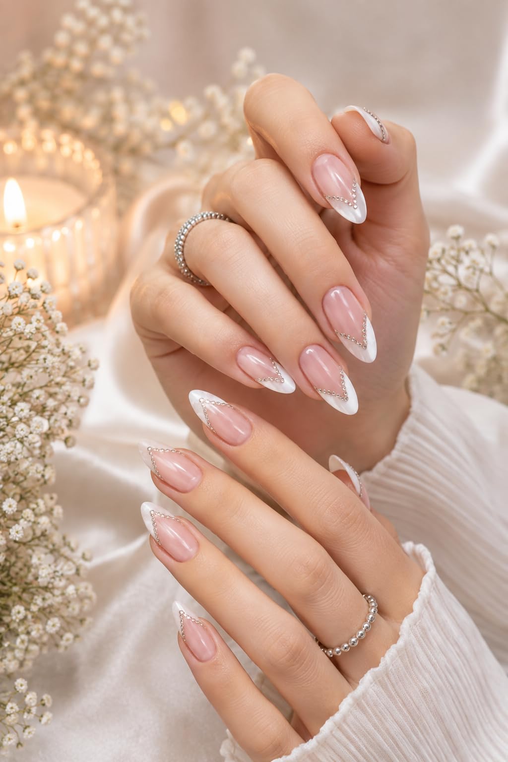 Almond Nail Extensions with Star Moon Design, Professional Fake Nails for Daily-image-26