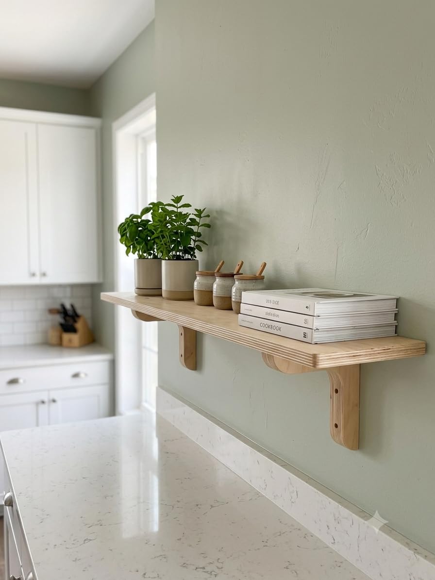 Premium Birch Ply Floating Wall Shelves with Birch Ply Brackets (Raw Colour with PU Coat, 8" x 36")-image-36