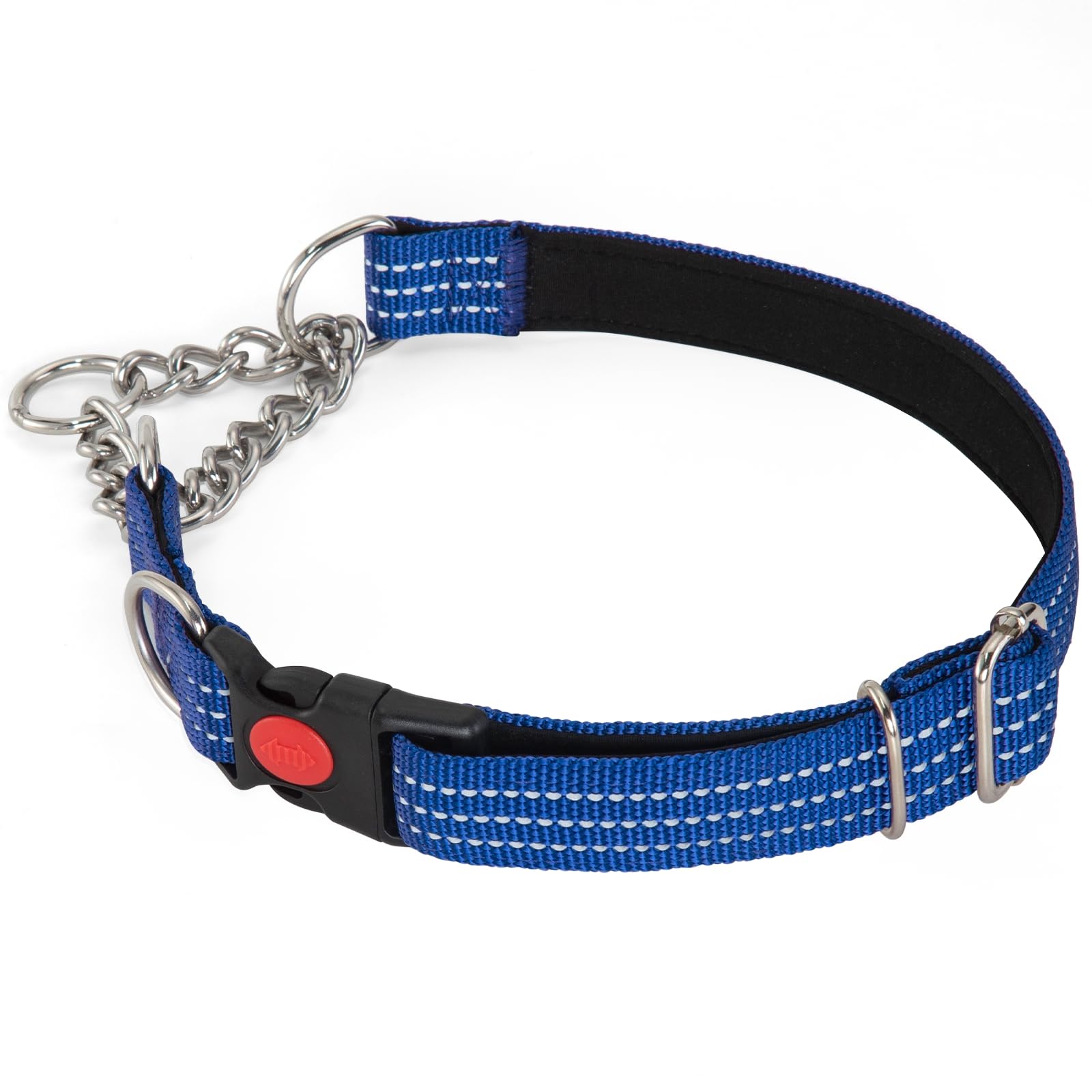 Martingale Collars,Reflective Dog Collar,Side Release Buckle,Adjustable Chain Training Pet Collars (Blue, M,Neck 33-50cm)