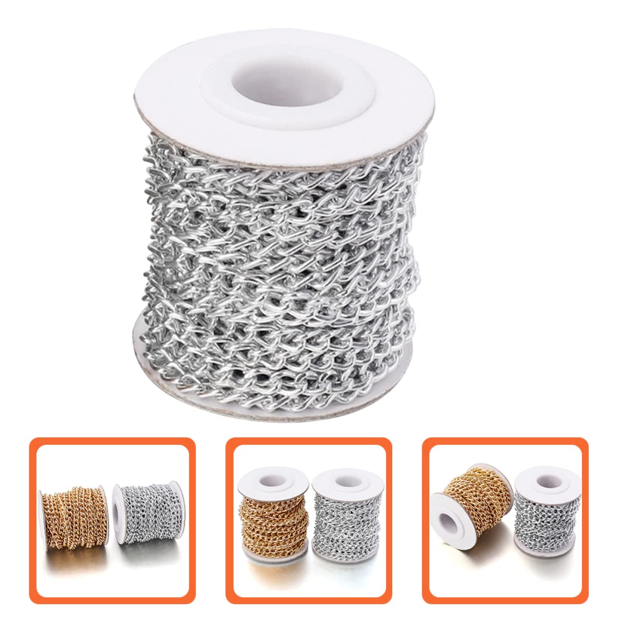 ifundom Lot De 5 Rouleaux De Chaînes en Aluminium À Maillons Torsadés pour À Vêtements À Bandoulière Fourre-Tout