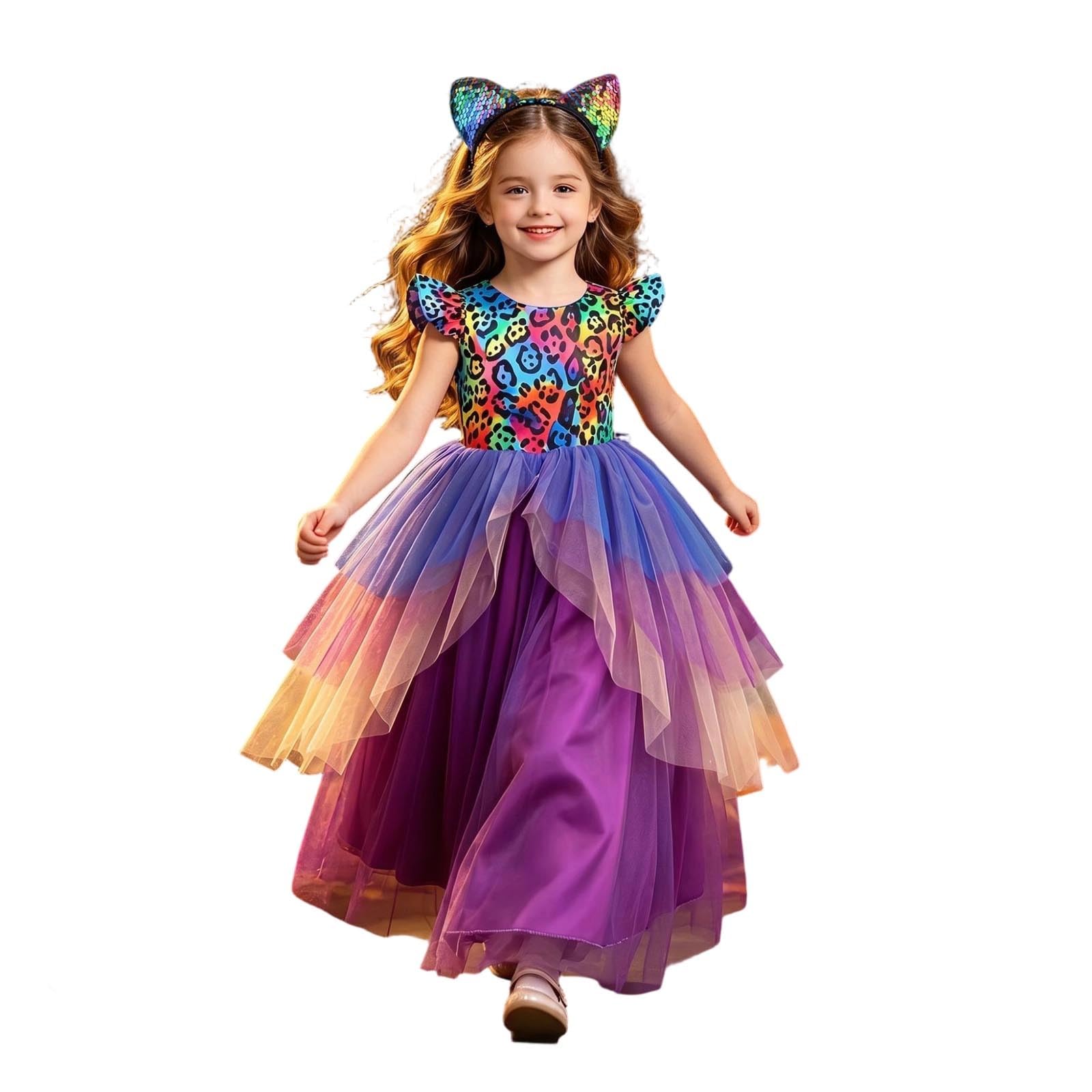 Generisch 2026, elegante costume di Halloween per bambini, con abito da festa per ragazze, vestito da sogno per feste di Halloween per bambini più grandi