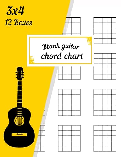 Blank Guitar Chord Chart: Guitar Chord Diagram Notebook For Guitarists / 100 Pages 12 Chord Boxes Per Page 5 Frets Per Box