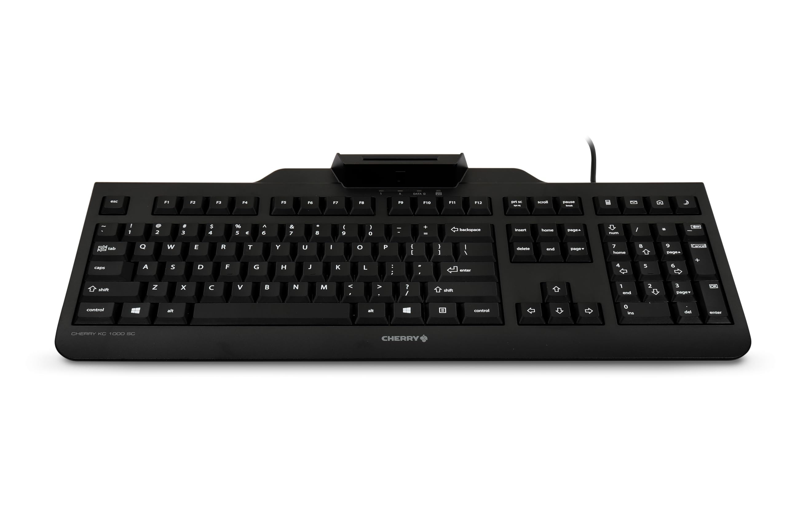 CHERRY KC 1000 SC, Kabelgebundene Security-Tastatur mit Smartcard-Terminal, Chipkartenleser, PIN-Eingabe, Tschechisches Layout (QWERTY), Blauer Engel, Schwarz