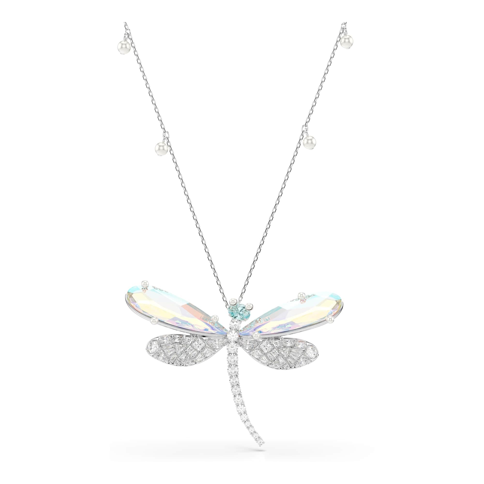 Swarovski X Ariana Grande Pendant And Brooch, Mixed Cuts, Dragonfly, Green, Rhodium Plated