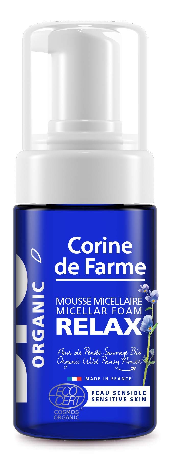 Corine de Farme, Mousse Micellaire Relax Bio, Labellisée par ECOCERT COSMOS Organic, Soin Visage Peaux Sensibles, 100% Clean Beauty, 100% Fabriqué en France 100ml