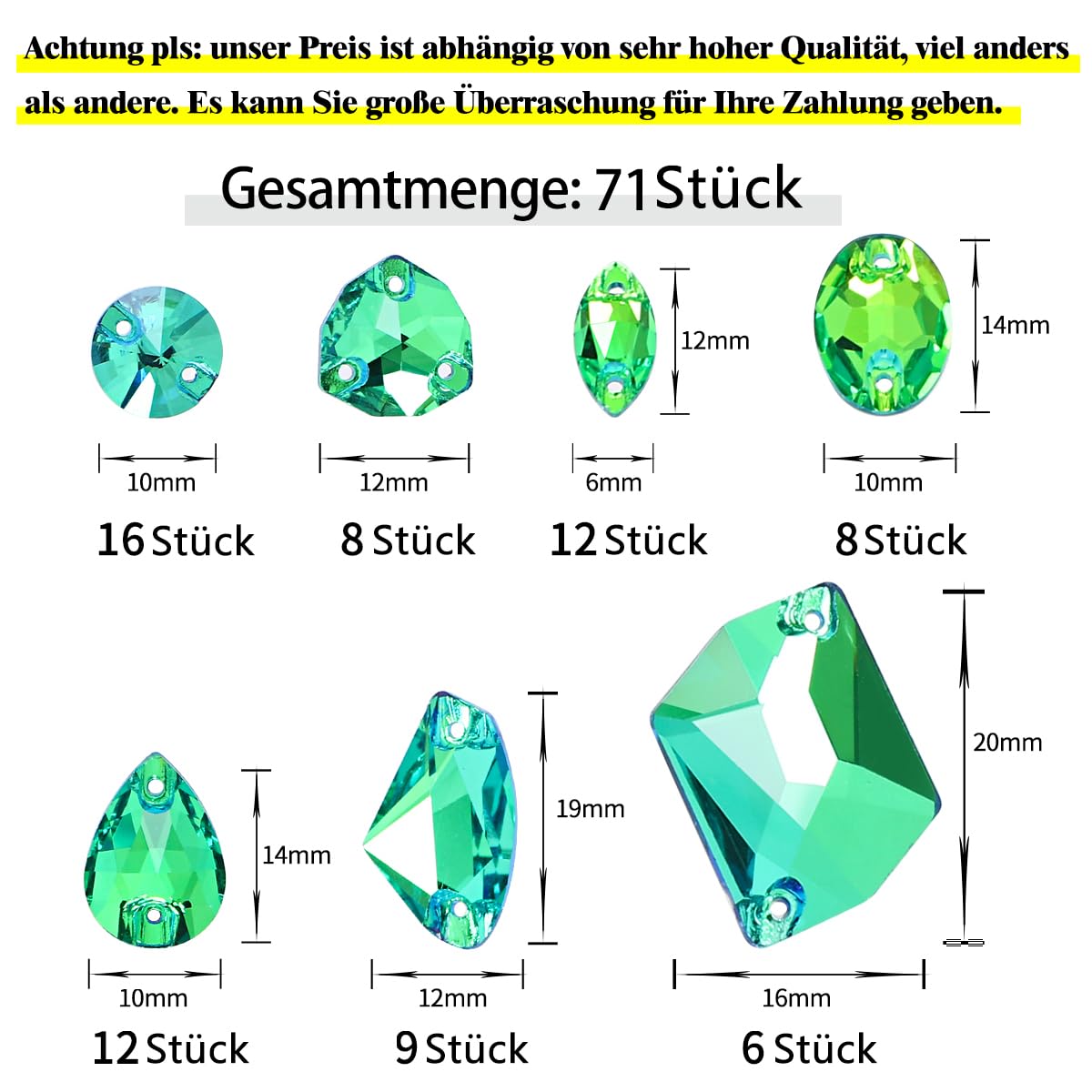 DONGZHOU Rhinestones for Textiles 71 Pieces Rhinestones for Sewing with Holes Flatback Sewing Stones Mix Shape Glass Crystal Gemstones for Jewellery Shoes - Image 2