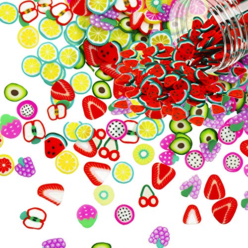 6000 Pieces Nail Design Fruit Slices 3D Polymer Assorted Pattern Nail Slices Colorful Diy Nail Design Slime Supplies For Diy Crafts Slime Making Cellphone Decorations, 12 Styles (Fruit Theme) #TOP5