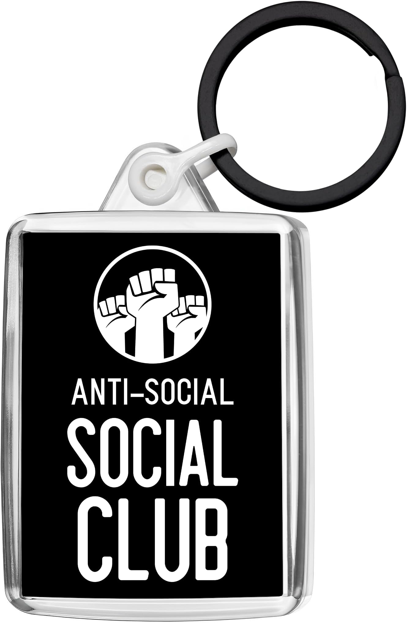 Pixly® Anti Social Club Keyring Key Fob Keychain Antisocial Joke Keepsake Funny Gift for Him Her
