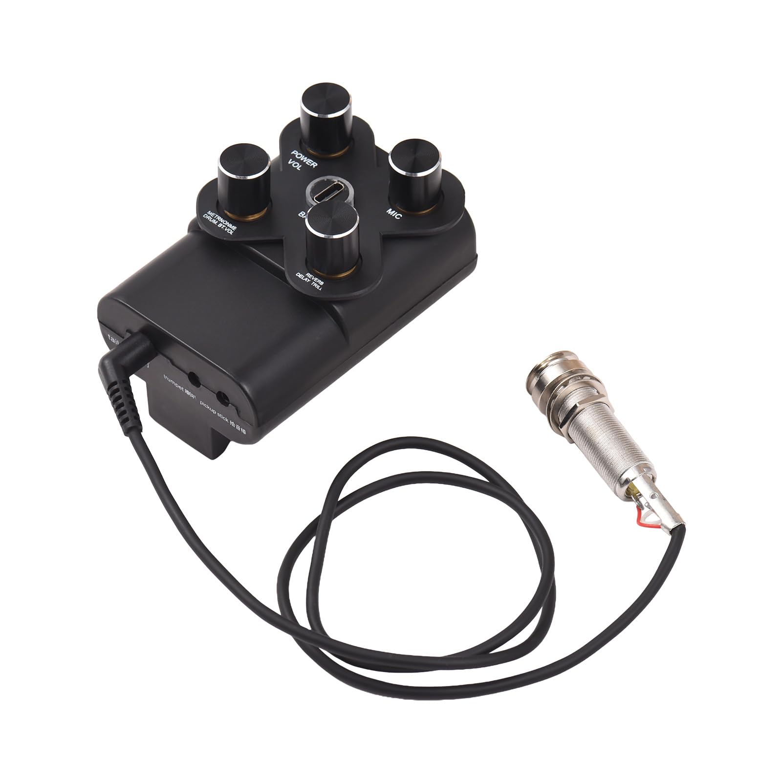 Pickup di chitarra set BT Pickup a vibrazione abilitata con metronomo della batteria incorporato Funzione tremolo per la pratica della chitarra acustica ABS Black 8 x 5,5 x 6cm