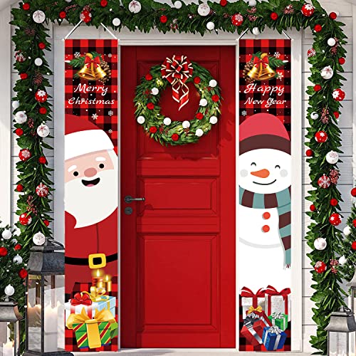 Weihnachtsbanner, Neujahrsbanner, "Merry Christmas" "Happy New Year" Dekorationen niedlicher Weihnachtsmann Schneemann Außentür Veranda Hof Haus Haus Eingang Xmas Hängende Flagge Dekor Cover