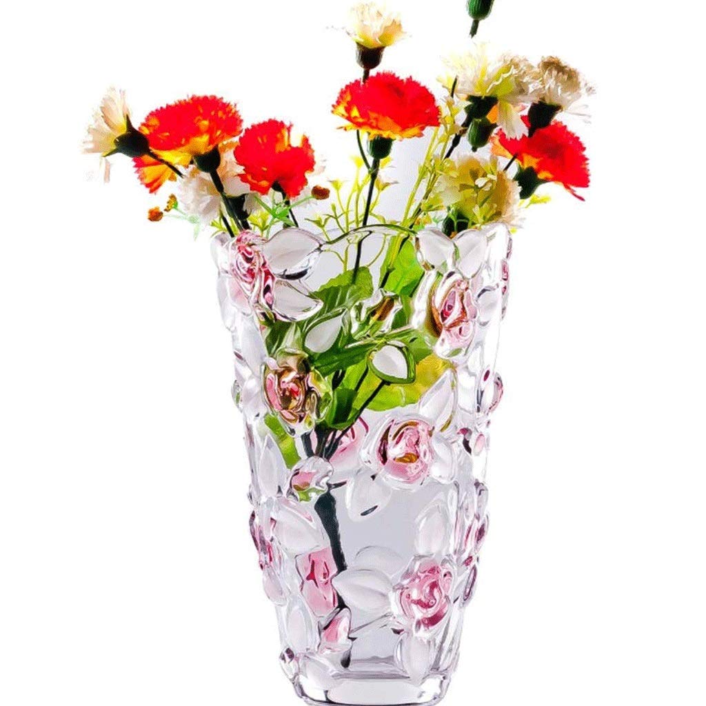 asdchZen Glass Vase Transparent Countertop Decorative Vase Living Room Vase Vase European Style Decoration Mobile