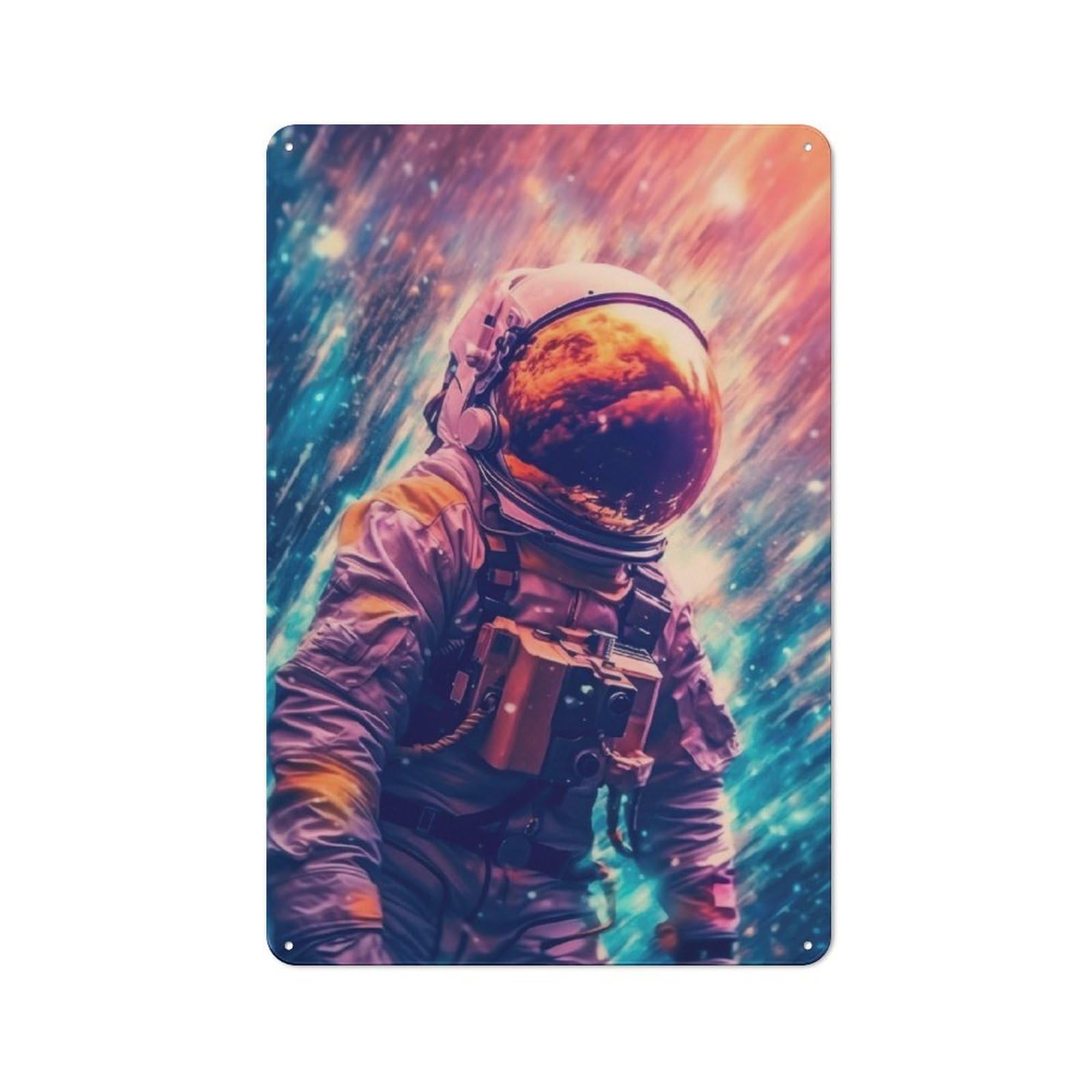 Junmoney Astronaut Space Tin Wall Plaque 30X20cm With For Workshop Wall, Suited To Workshop Decor Fans, For Retro Home Interiors