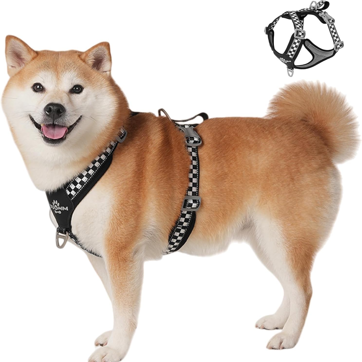 Racocou No-Pull Escape Proof Dog Harness – Adjustable Reflective Breathable Vest with Handle for Small to Large Dogs for Walking and Training,Black,M