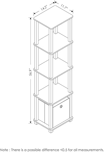 Miniatura 82 de Furinno Turn-N-Tube - Estante decorativo de exhibición sin herramientas, escalera de 3 niveles, blanco sólido/negro Blanco