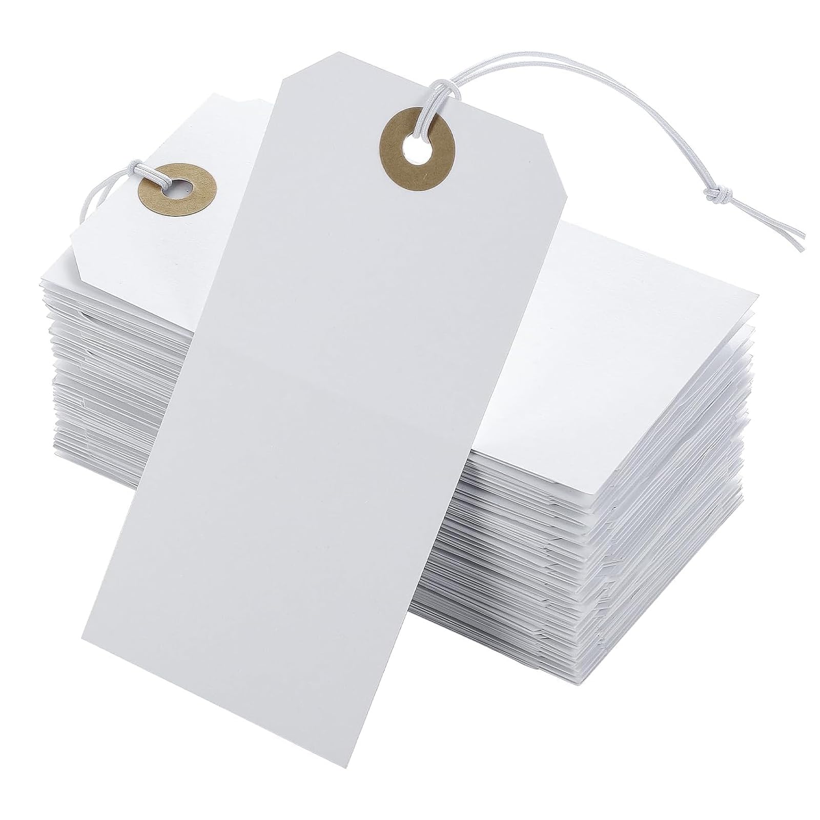 Oiieco 100PCS White Price Large Tags with Wire, 120x60mm Blank Hanging Tags Writable Paper Labels for Clothing Retail Luggage Merchandise Gift Packaging Marking Tags
