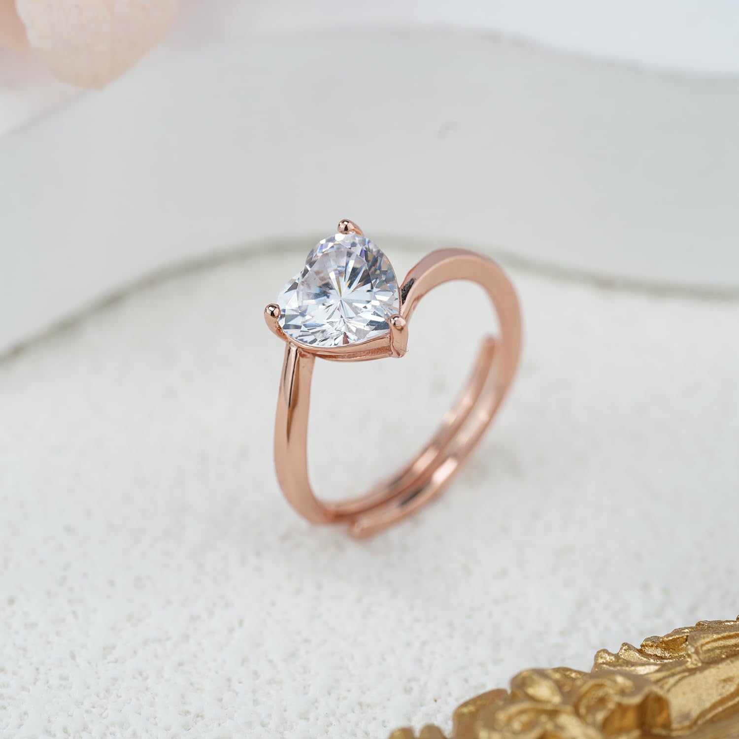 Adjustable Swirl Heart Solitaire Ring, Hallmarked 92.5 Sterling Silver