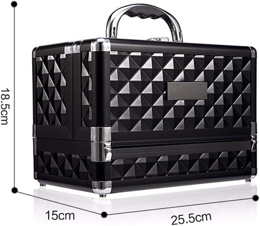 Portable Cosmetic Case Multi-Layer Double Open Aluminum Alloy Large Nail Makeup Storage Box